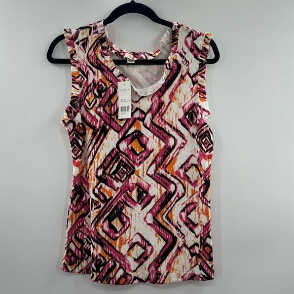 3For$20 Hannah Multi Color Ribbed Tank w/Ruffles  NWT size XL - Picture 1 of 5
